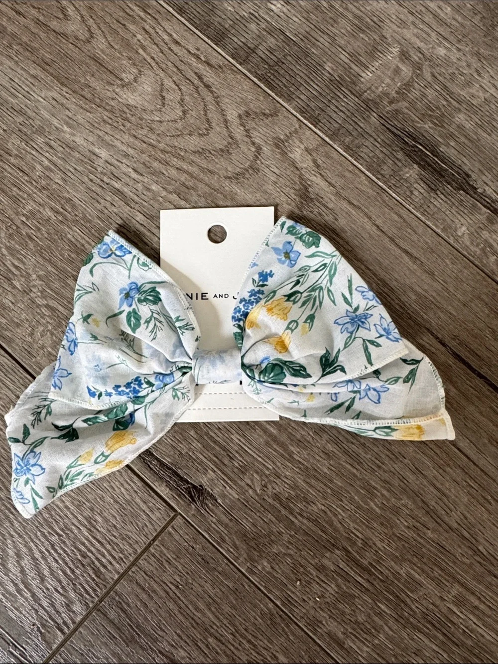 Janie and Jack Floral Bow Barrette in White with Blue, Green & Yellow